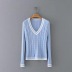 V-neck contrast fashion slim twist knit sweater NSAC17597