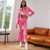 Fall Corduroy Pink Jacket Flare Pants Set NSWX17654