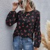 round neck casual long-sleeved print top NSYD17667