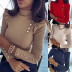 high-necked long-sleeved button solid color bottoming shirt  NSYD17672