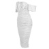Sexy One-Shoulder Slim Pleated Dress NSZY17797