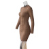 long-sleeved slim pleated dress  NSZY17819