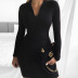 high-neck long-sleeved zipper dress NSZY17848
