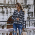 Autumn and winter original design double-breasted large lapel short plaid fashion street style jacket wholesale NHDF7