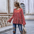 autumn and winter round neck hem stitching ruffled polka dot printing long-sleeved women s blouse wholesale NHDF8