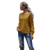 new solid color round neck sweater hollow long sleeve loose casual shirt wholesale NHDF16