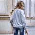 Hot Selling Pure Color Hollow Lace Sweatshirt New Round Neck Top wholesale NHDF23