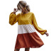 new stitching color puff sleeve a-line skirt mid-length dress wholesale NHDF24