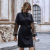 autumn women s solid color stitching mid-length dresss long-sleeved polka dot wholesale NHDF27