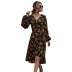 new skirt V-neck long-sleeved high-waist strap lotus leaf swing slim dress wholesale NHDF55