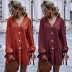  V-neck Puff Sleeve Bowknot Tie Lantern Long Sleeve Pure Color Casual Dress wholesale NHDF64