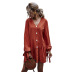  V-neck Puff Sleeve Bowknot Tie Lantern Long Sleeve Pure Color Casual Dress wholesale NHDF64