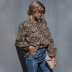 sexy hedging leopard print stitching loose casual long-sleeved top wholesale NHDF99