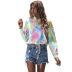 autumn new tie-dye printed sweater round neck fashion casual loose short top long sleeve t-shirt NSDF102