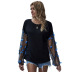 Hot New Women s Mesh Lantern Sleeve Loose Black Knitwear wholesale NSDF103