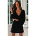 new hot-selling women s loose V-neck knitted lace long-sleeved dress  NSDF104