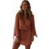 new hot-selling women s loose V-neck knitted lace long-sleeved dress  NSDF104