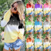 autumn and winter new rainbow gradient printed sweater  NSDF106
