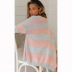 autumn and winter hot selling single-breasted V-neck long-sleeved striped knitted sweater wholesale  NSDF107