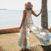 hot sale new chiffon beach vacation casual dress printed v-neck bohemian long skirt NSDF108