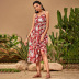 summer women s new chic print suspenders V-neck sleeveless high waist long dress  NSDF111