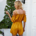 summer new solid color one-shoulder sling pleated jumpsuit  NSDF119
