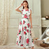 verano nueva moda bohemia estampado floral hoja de loto playa vestido largo top conjunto NSDF120