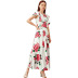 summer new fashion bohemian print floral lotus leaf beach long dress top set NSDF120