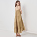 Strap-wrapped chest big swing dress printed stitching loose new long dress women NSDF122