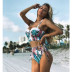 Nuevo traje de baño de bikini dividido de cintura alta con estampado de bolso duro retro NSHL124