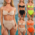 new strap high waist bikini ladies split swimsuit solid color swimwear WHOLESALE NSDA137