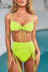 Strap High Waist Bikini Ladies Split Swimsuit Solid Color Swimwear NSDA137