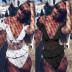 bikini caliente con cuello en V con volantes traje de baño de una pieza para mujer caliente NSDA148