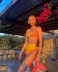 Nuevo bikini para mujer, con costuras amarillas, cintura alta, traje de baño individual AL POR MAYOR NSDA181