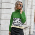 new contrast leopard print turtleneck sweater wholesale NSKA192