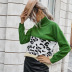 nuevo suéter de cuello alto con estampado de leopardo en contraste al por mayor NSKA192