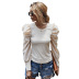 autumn and winter new long-sleeved retro puff sleeve T-shirt blouse wholesale NSKA217