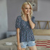summer women s new floral blouse short sleeve V-neck sexy shirt  NSKA270