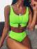hot sale high waist solid color pit strip swimsuit split buckle bikini wholesale NSDA165