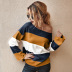 suéter a rayas de contraste independiente para mujer otoño e invierno nuevo top al por mayor NSKA279