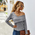 women s  autumn and winter sexy strapless long-sleeved T-shirt wholesale NSKA287