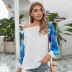 contrast color tie-dye stitching autumn and winter long-sleeved T-shirt wholesale NSKA299