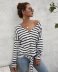  women s autumn and winter sweater blouse striped T-shirt knit sweater wholesale NSKA301