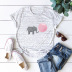 Camisetas de mujer Cómodo elefante lindo de manga corta al por mayor NSSN319