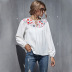 autumn and winter cotton and linen embroidery slim top linen retro long-sleeved shirt NSDF338