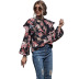 autumn and winter new fashion printed bubble sleeve long sleeve collar tie bow shirt  NSDF353