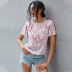 summer new fashion floral collar stitching short shirt fungus sleeve shirt shirt  NSDF357