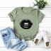 summer hot sale short-sleeved blouse sexy lips T-shirt  NSSN377