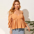 summer new style one-shoulder top blouse shirt off-shoulder strap pleated shirt NSDF401
