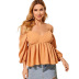summer new style one-shoulder top blouse shirt off-shoulder strap pleated shirt NSDF401